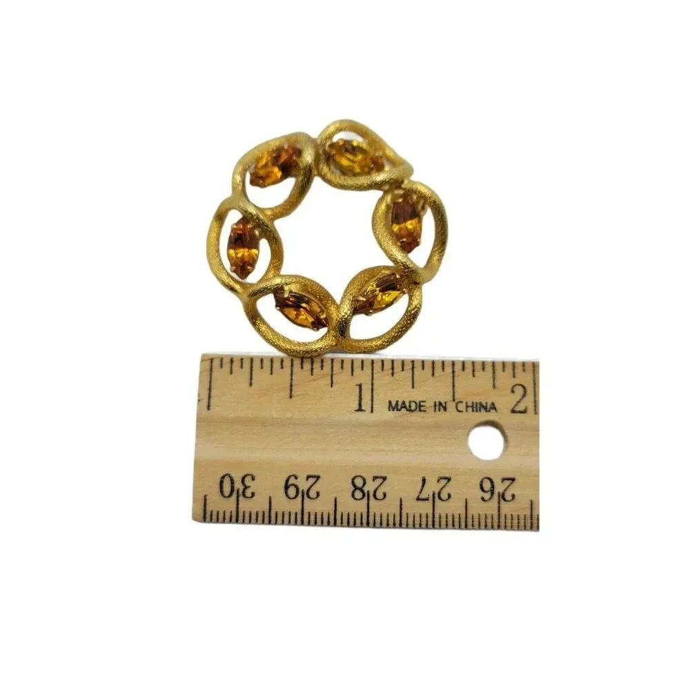 Topaz Glass Rhinestone Infinity Gold Tone Vintage